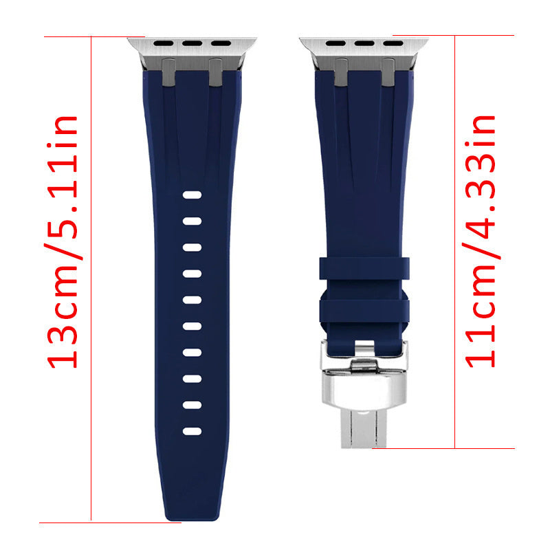 Silicone Sports Watch Band for Men Adjustable Replacement Strap with Stainless Steel Clasp for iWatch Ultra SE 10 9 8 7 6 5 4