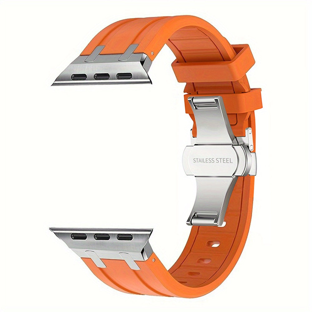Silicone Sports Watch Band for Men Adjustable Replacement Strap with Stainless Steel Clasp for iWatch Ultra SE 10 9 8 7 6 5 4