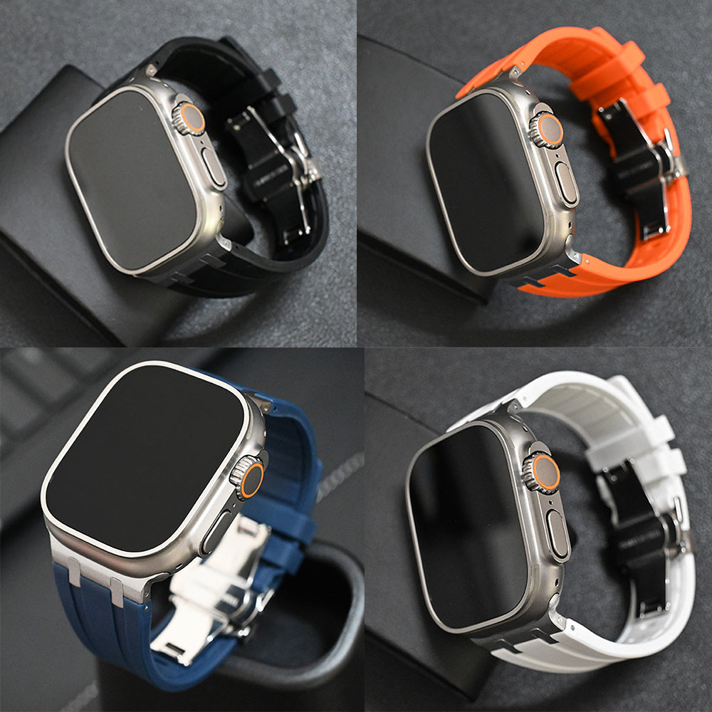 Silicone Sports Watch Band for Men Adjustable Replacement Strap with Stainless Steel Clasp for iWatch Ultra SE 10 9 8 7 6 5 4