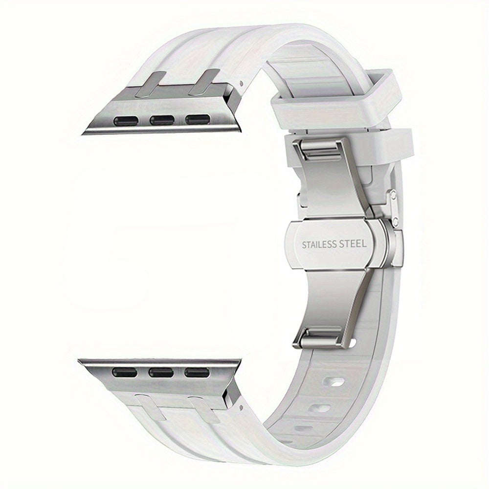 Silicone Sports Watch Band for Men Adjustable Replacement Strap with Stainless Steel Clasp for iWatch Ultra SE 10 9 8 7 6 5 4