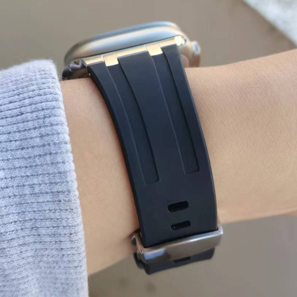 1 шт. Силиконовый спортивный ремешок для iWatch, регулируемый заменяемый ремень с роскошной застежкой из нержавеющей стали, удобный браслет для мужчин.