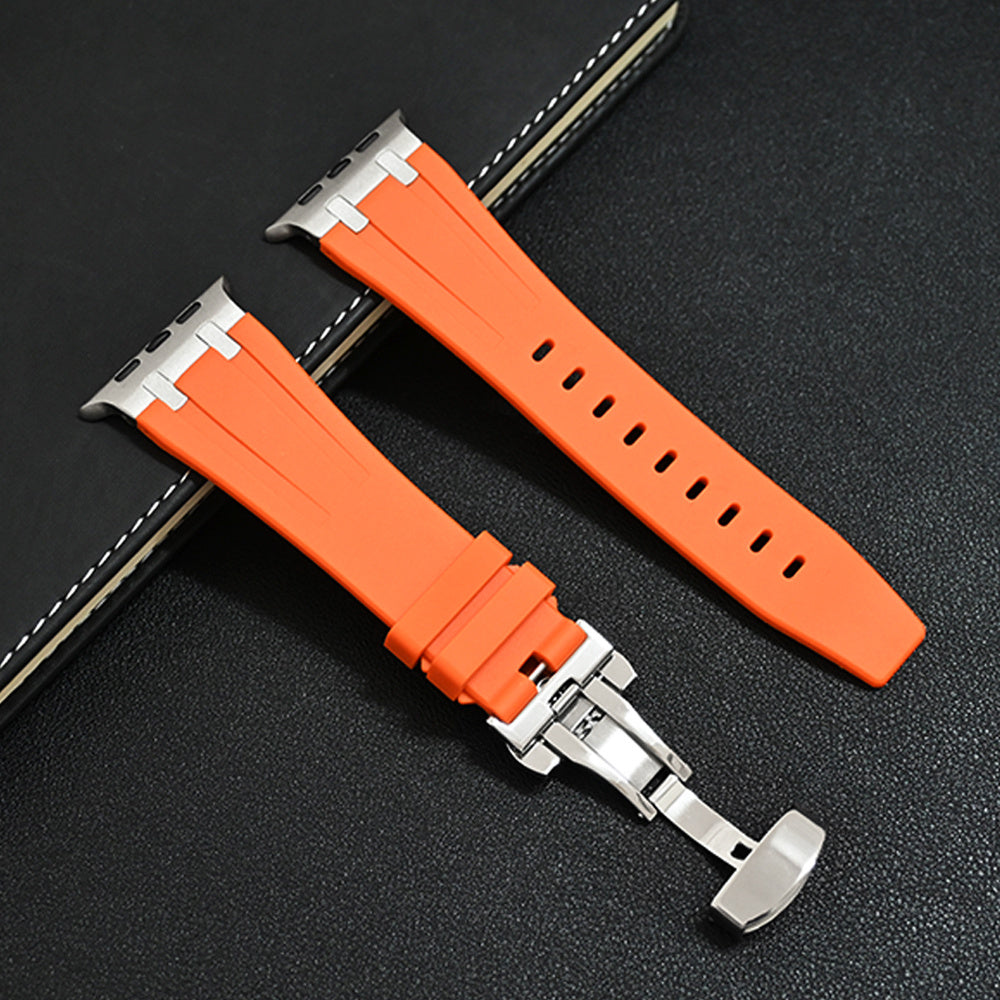 Silicone Sports Watch Band for Men Adjustable Replacement Strap with Stainless Steel Clasp for iWatch Ultra SE 10 9 8 7 6 5 4