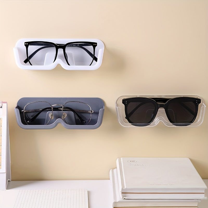 Light Gray Wall-Mounted Glasses Display Stand Durable Plastic Organizer