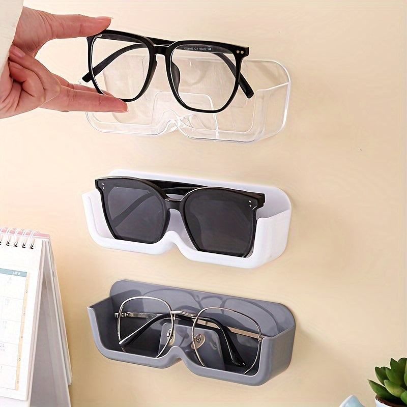 Light Gray Wall-Mounted Glasses Display Stand Durable Plastic Organizer