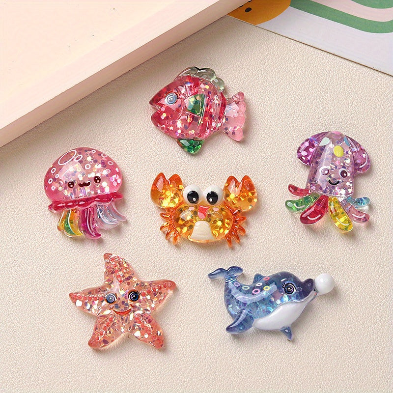 Juego de 6 imanes de nevera de animales marinos de dibujos animados, imanes decorativos ovalados de ABS