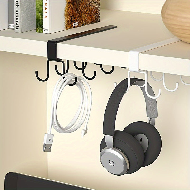 Perchero de doble fila de metal con 2 ganchos, portavasos de hierro sin rastros, organizador de cocina