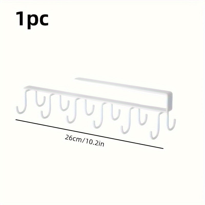 Perchero de doble fila de metal con 2 ganchos, portavasos de hierro sin rastros, organizador de cocina