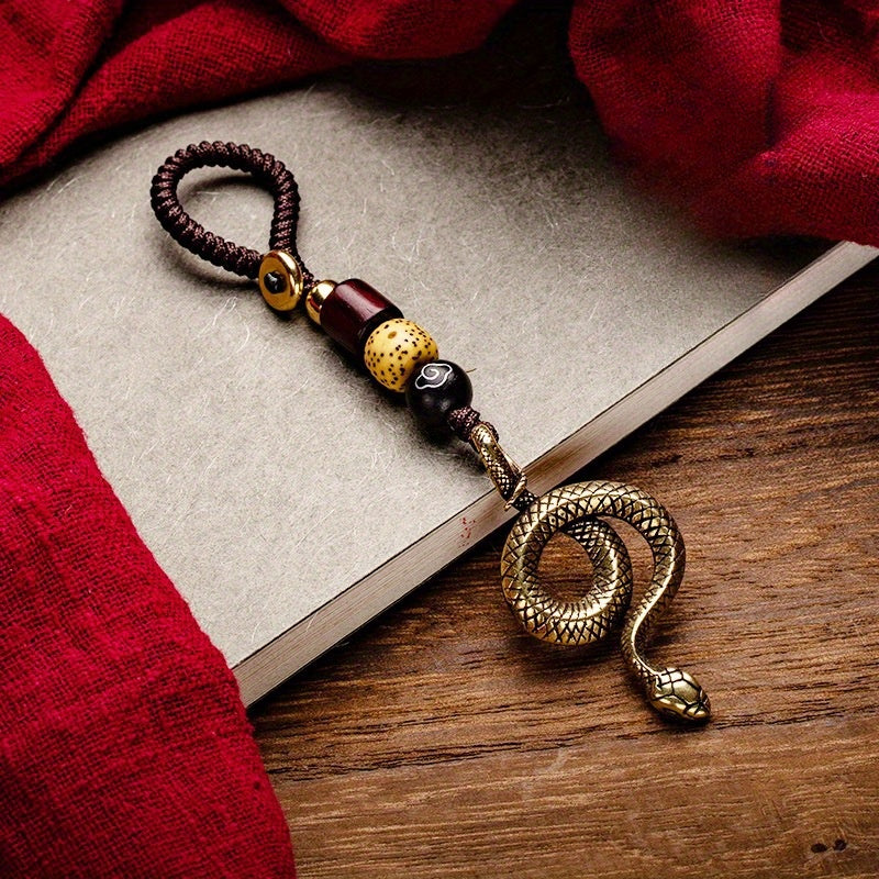 Brass Snake Keychain for Men Stylish Car and Bag Accessory
