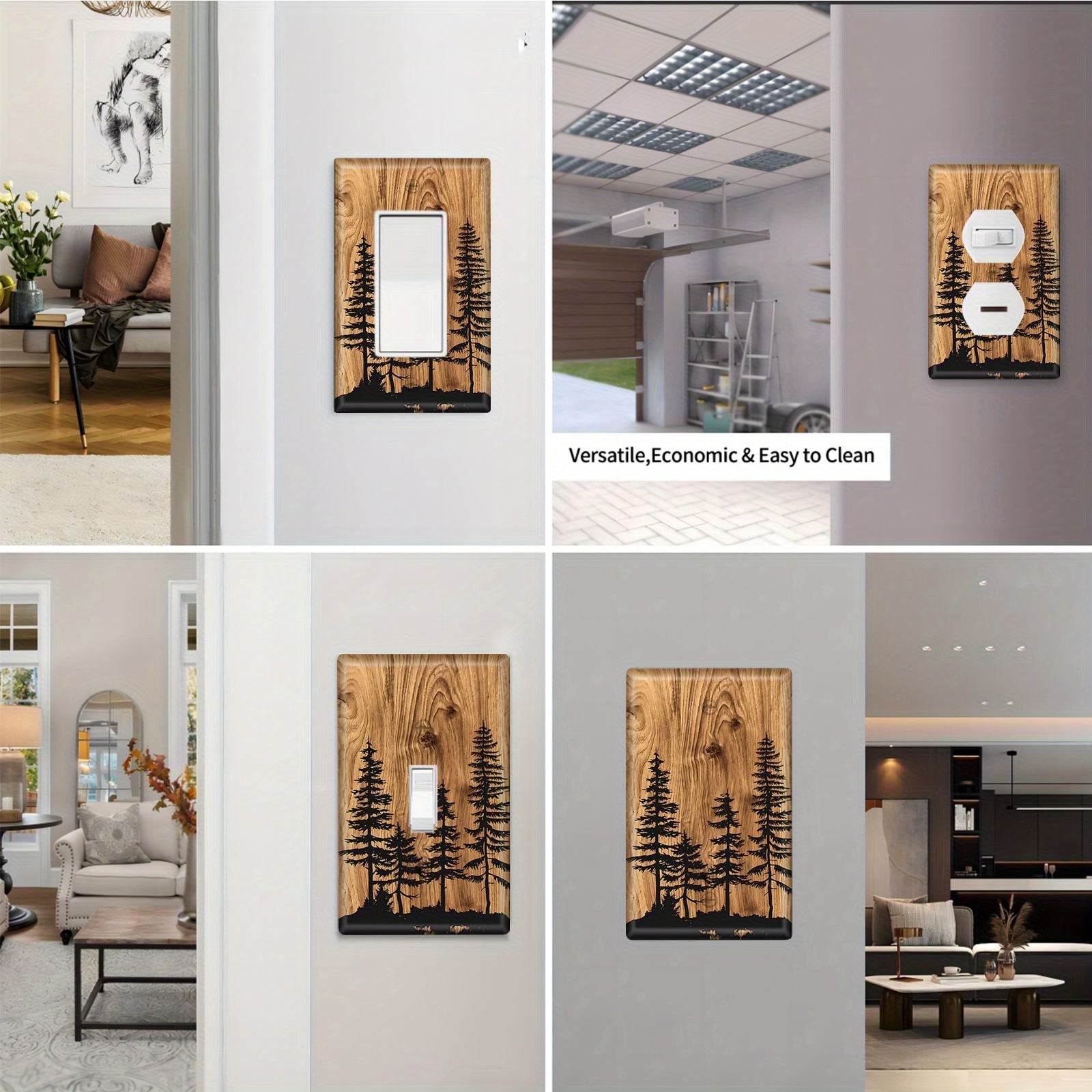 Wall Plate Cover for Light Switches and Outlets Pine Forest Design Easy to Clean and Install