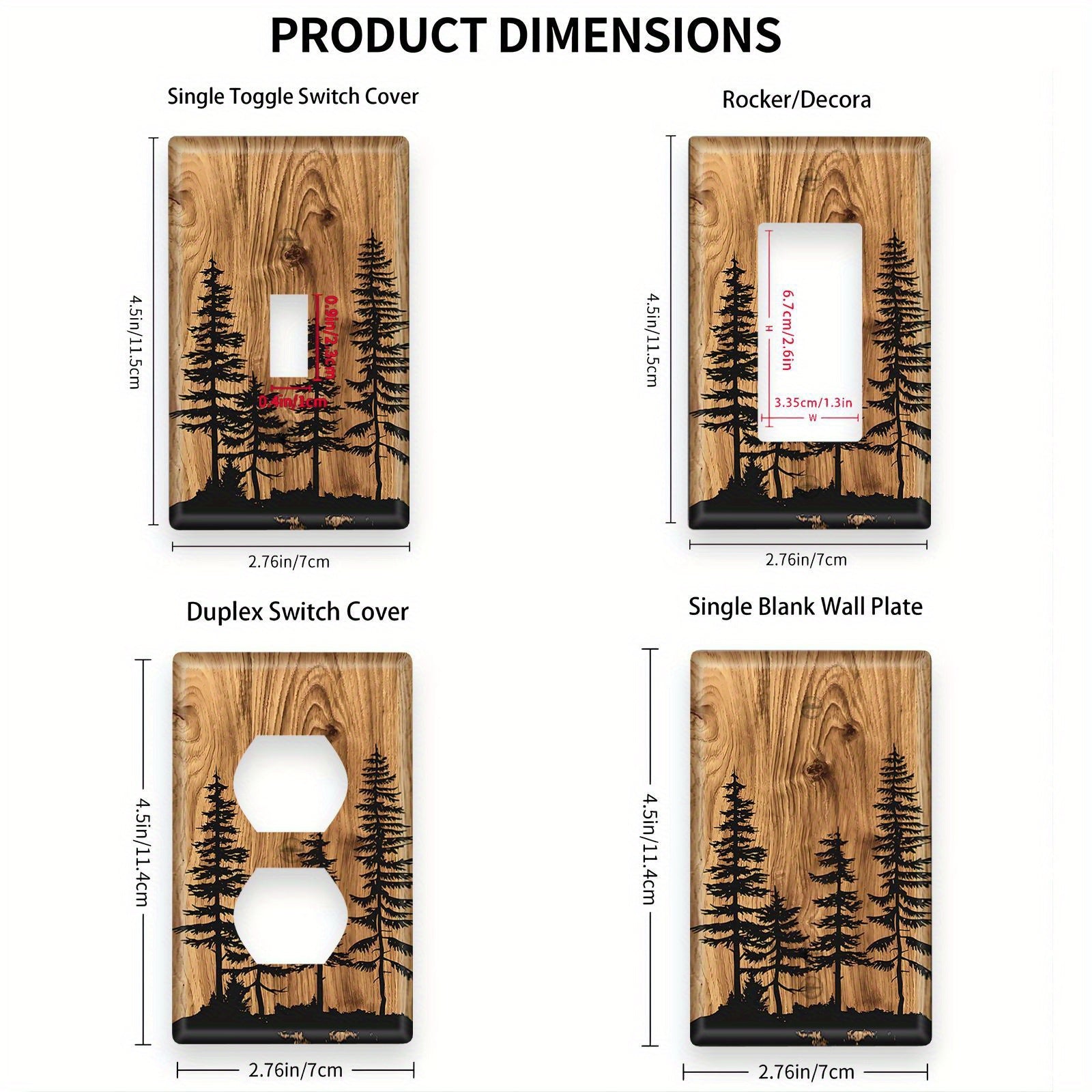 Wall Plate Cover for Light Switches and Outlets Pine Forest Design Easy to Clean and Install