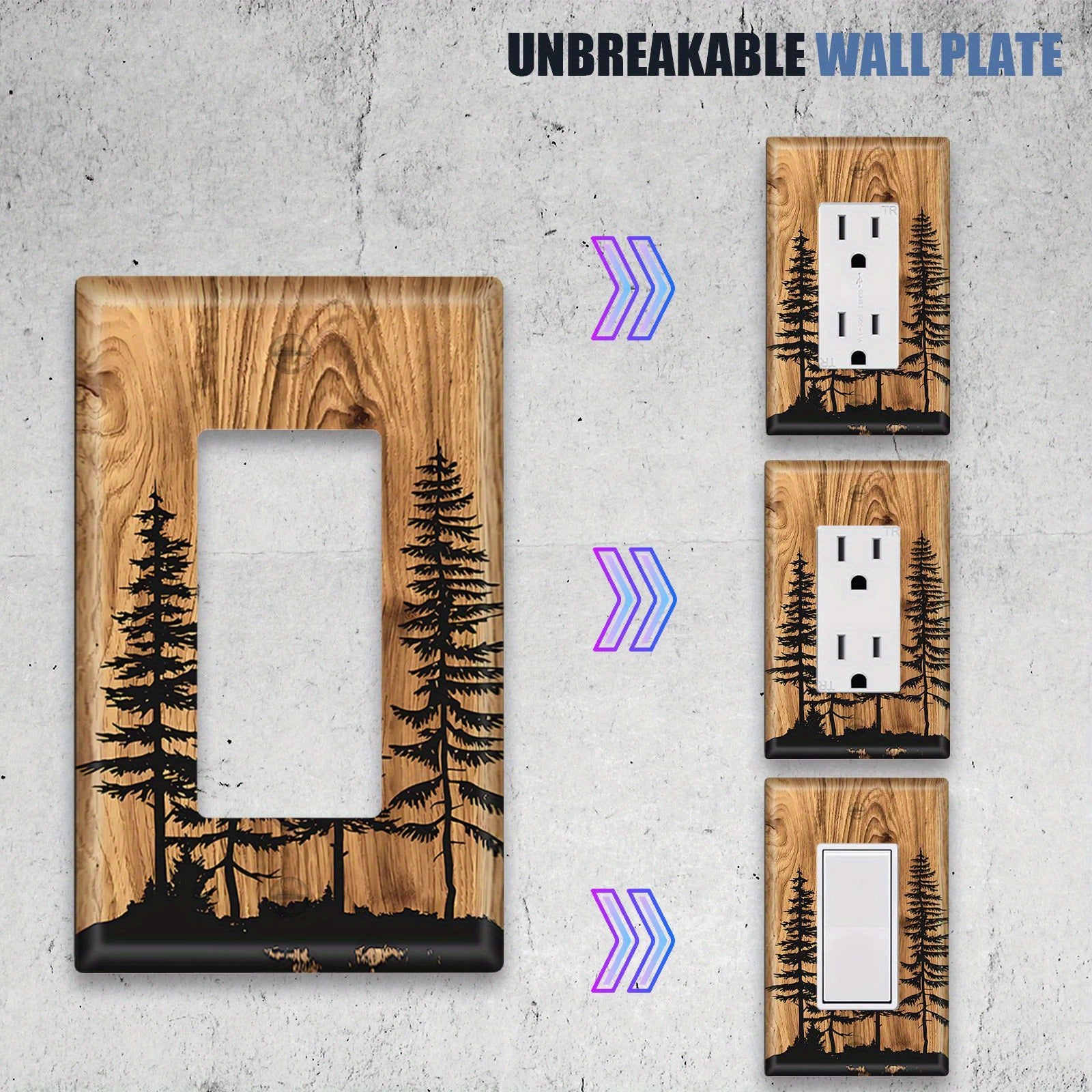 Wall Plate Cover for Light Switches and Outlets Pine Forest Design Easy to Clean and Install