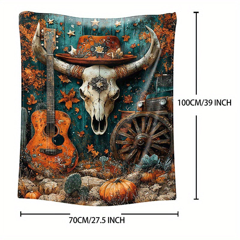 Watercolor Western Cowboy Print Flannel Throw Blanket Soft Cozy All-Season Polyester Knitted Bed Sofa Camping