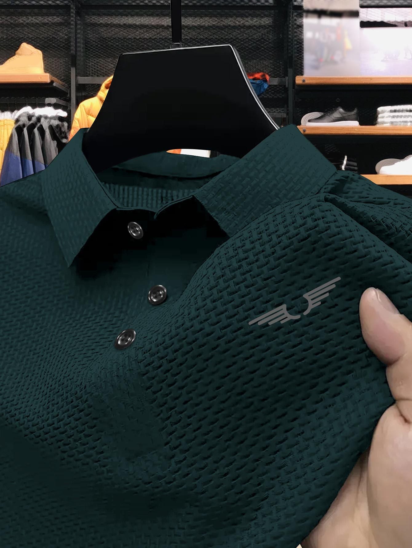 Camisa de golf de verano para hombre, tela de punto, ajuste regular, manga corta con cuello de solapa para negocios informales o tenis