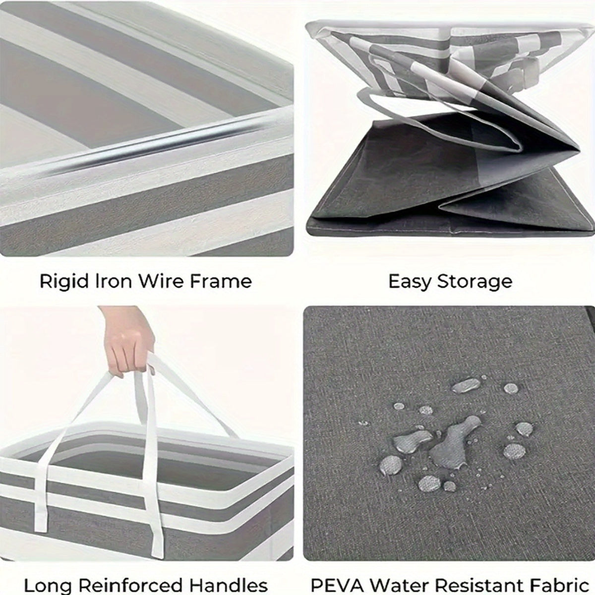 Large Waterproof Collapsible Laundry Hamper with Extended Handles for Dorms and Families