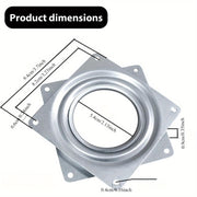 4 dyuym diametrli va 0.8 mm galvanizli qoplama bilan kvadrat aylanuvchi stend. Besh oltin aylanuvchi asos va 8 ta vint bilan birga keladi.