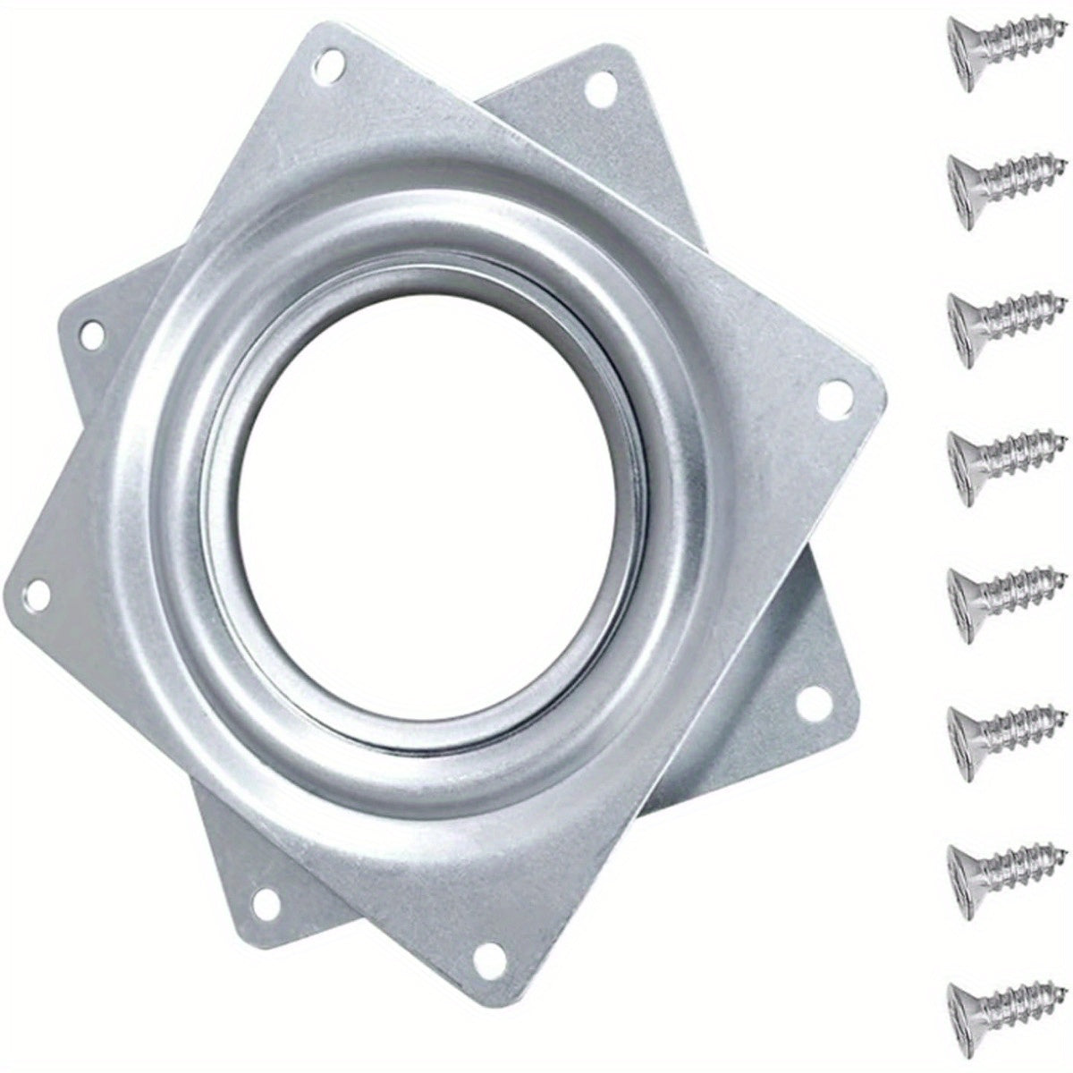 4 dyuym diametrli va 0.8 mm galvanizli qoplama bilan kvadrat aylanuvchi stend. Besh oltin aylanuvchi asos va 8 ta vint bilan birga keladi.