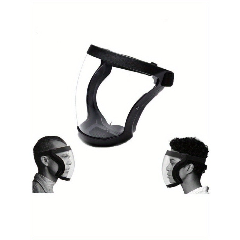 Tashqi, partiya va oshxona foydalanishi uchun ko'p funksiyali to'liq yuzli shaffof niqob. Bu tutun o'tkazmaydigan, chang o'tkazmaydigan, suv o'tkazmaydigan va chiroyli xususiyatlarni himoya qiladi.