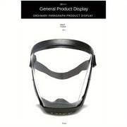 Tashqi, partiya va oshxona foydalanishi uchun ko'p funksiyali to'liq yuzli shaffof niqob. Bu tutun o'tkazmaydigan, chang o'tkazmaydigan, suv o'tkazmaydigan va chiroyli xususiyatlarni himoya qiladi.