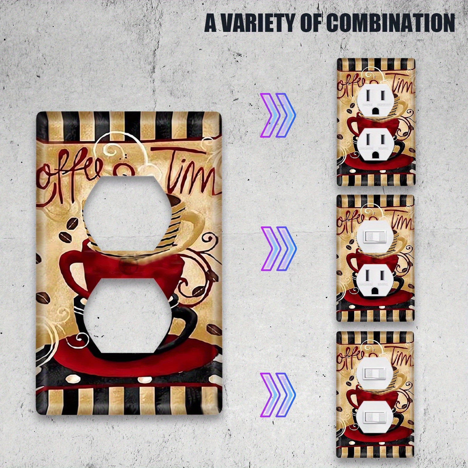 Decorative Switch Plate Cover with Coffee Cup Design for Bathrooms Kitchens Bedrooms Offices