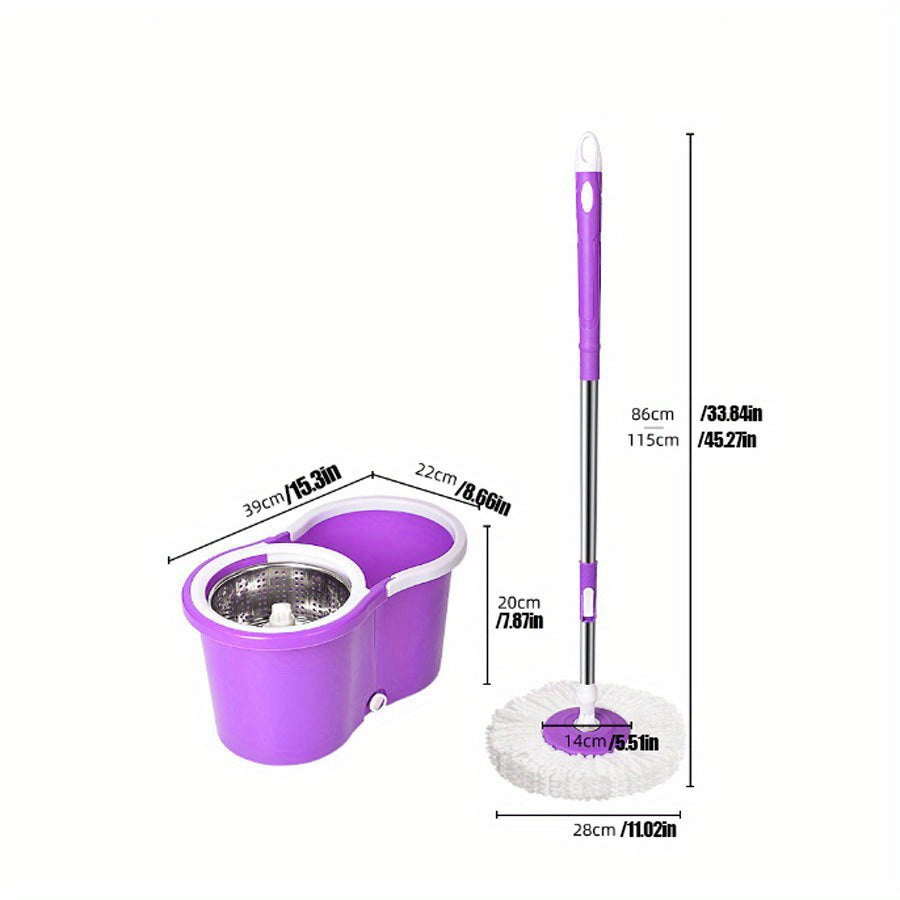 Hands-Free Spin Mop with Rotating Bucket and Microfiber Heads for Easy Floor Cleaning