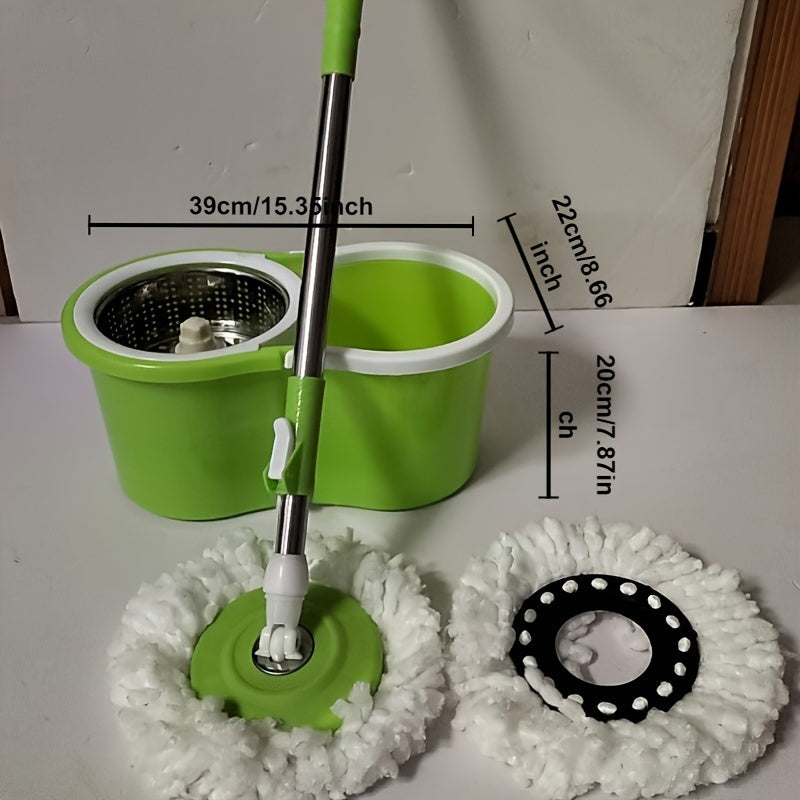 Hands-Free Spin Mop with Rotating Bucket and Microfiber Heads for Easy Floor Cleaning