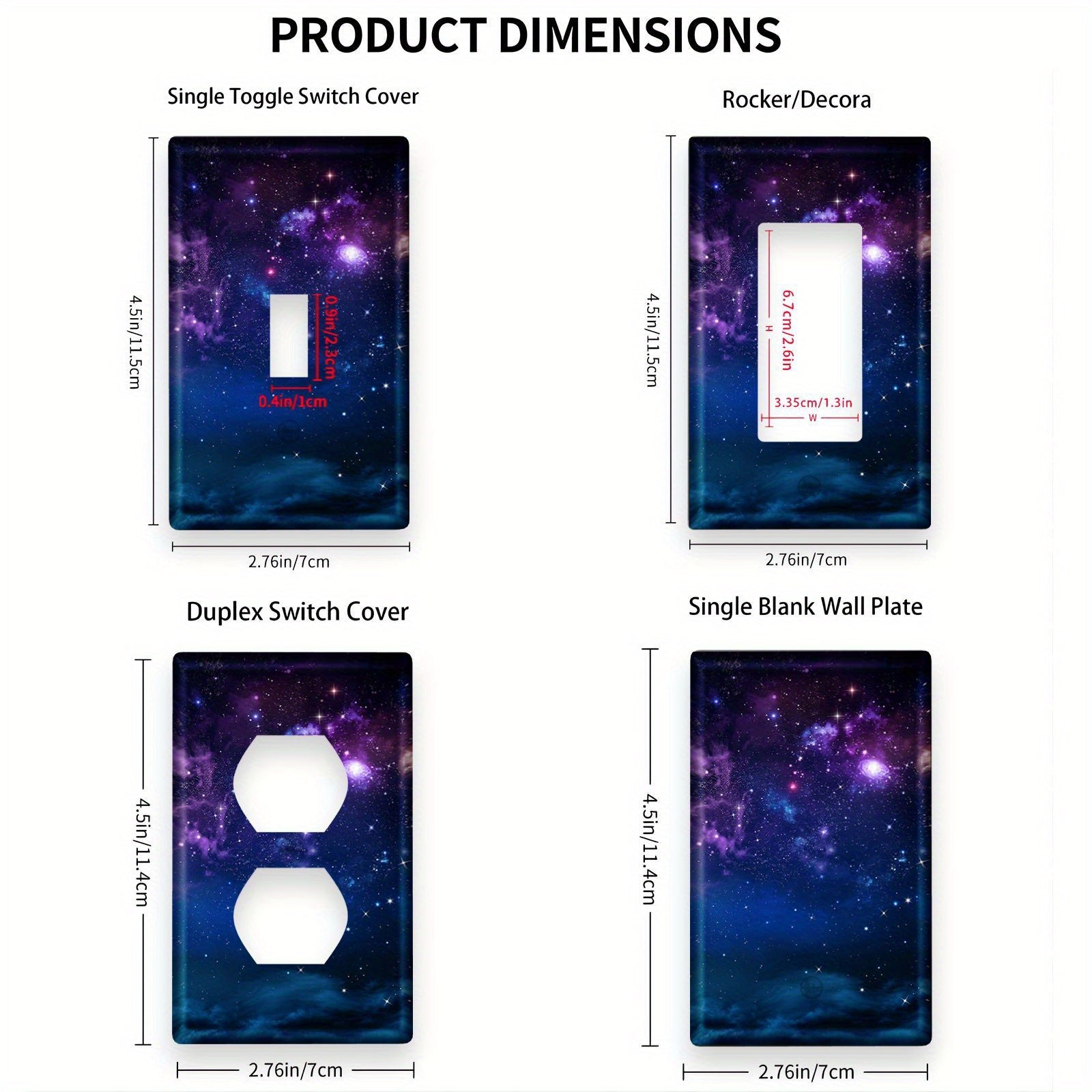 "Накладки на стеновые выключатели и розетки с звездным небом: двусторонняя панель-рокер, легкая установка, без батареек, декор для дома/офиса."