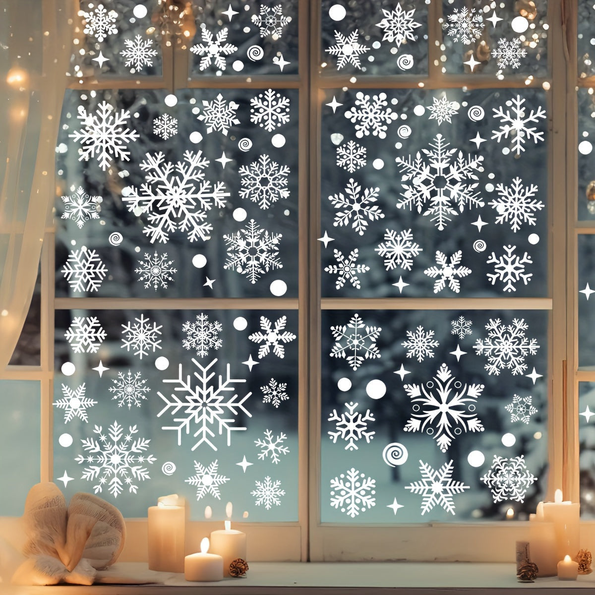 Set of 137 Christmas Snowflake Window Stickers Reusable PVC Decals for Glass and Holiday Decor