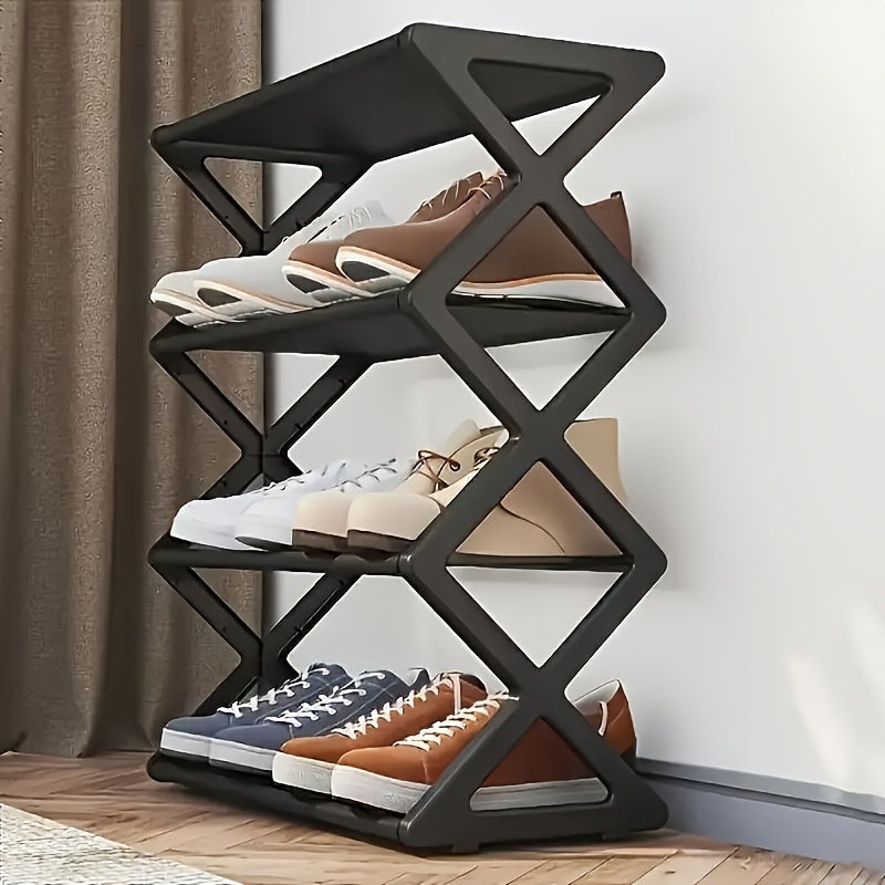 Foldable 4-Tier Metal Shoe Rack, Space-Saving Floor Organizer for Shoes