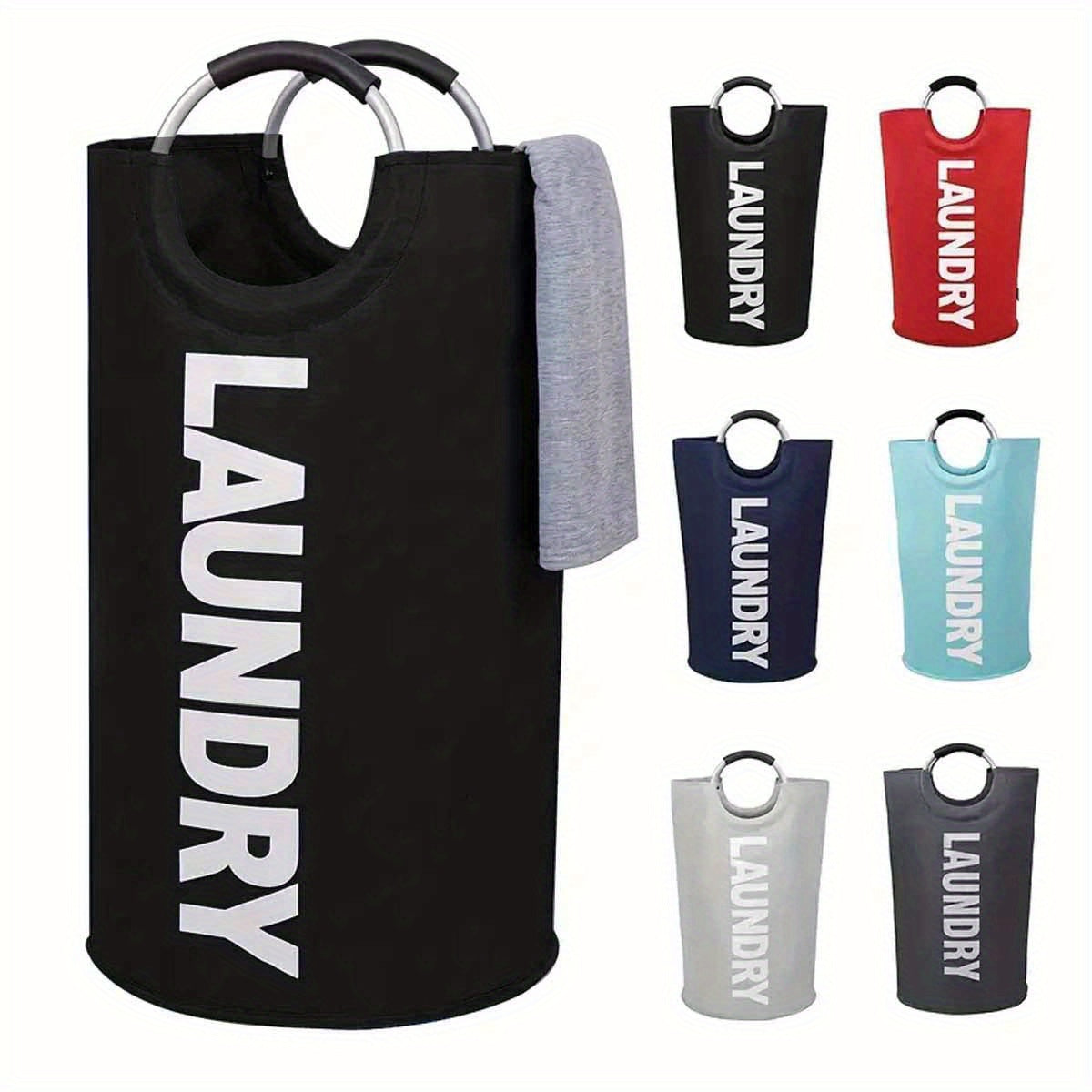 Extra-Large Waterproof Nylon Laundry Basket with Padded Handle Foldable Storage Bin