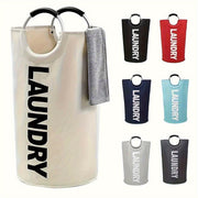 Extra-Large Waterproof Nylon Laundry Basket with Padded Handle Foldable Storage Bin