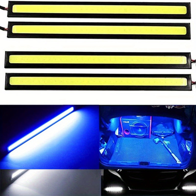 Car LED Light Bars Set of 4 17cm Ultra-Thin COB Bright Lights for Motorcycles