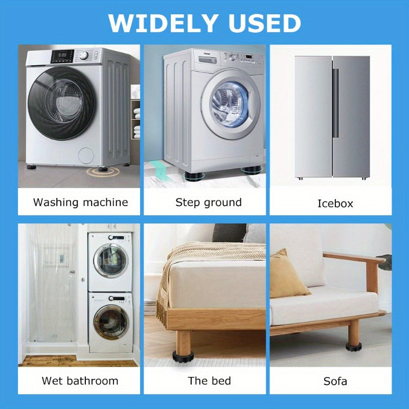 Set of 4 Plastic Anti-Vibration Washing Machine Pads for Stabilization and Scratch Resistance
