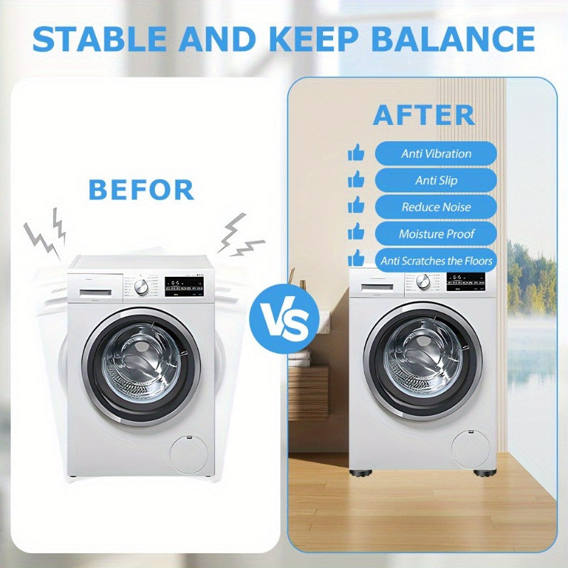 Set of 4 Plastic Anti-Vibration Washing Machine Pads for Stabilization and Scratch Resistance