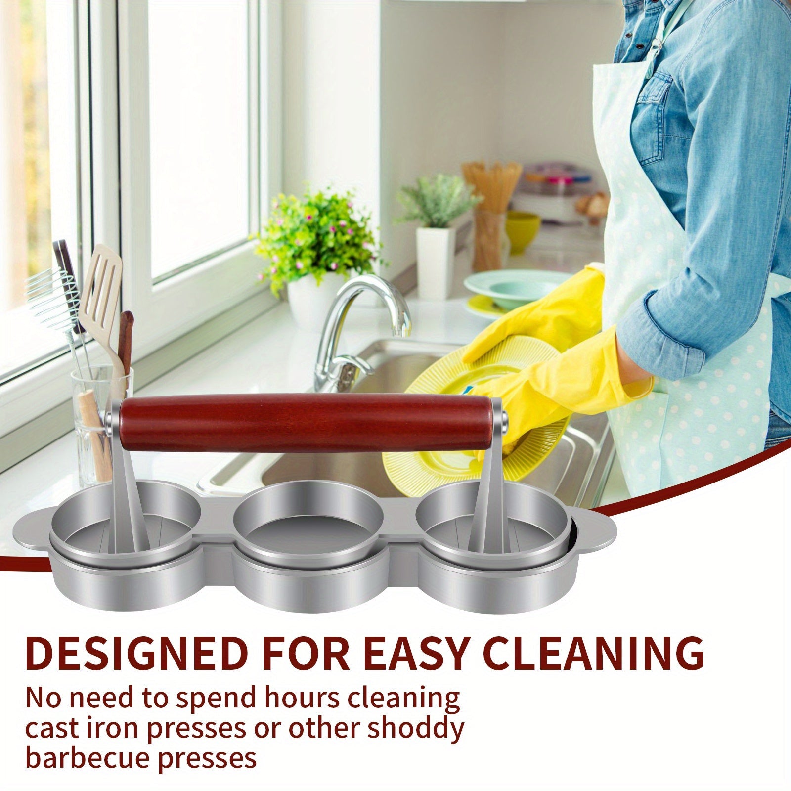 Compact Meat Patty Maker for 3 Patties Portable Burger Press for Grilling and BBQ