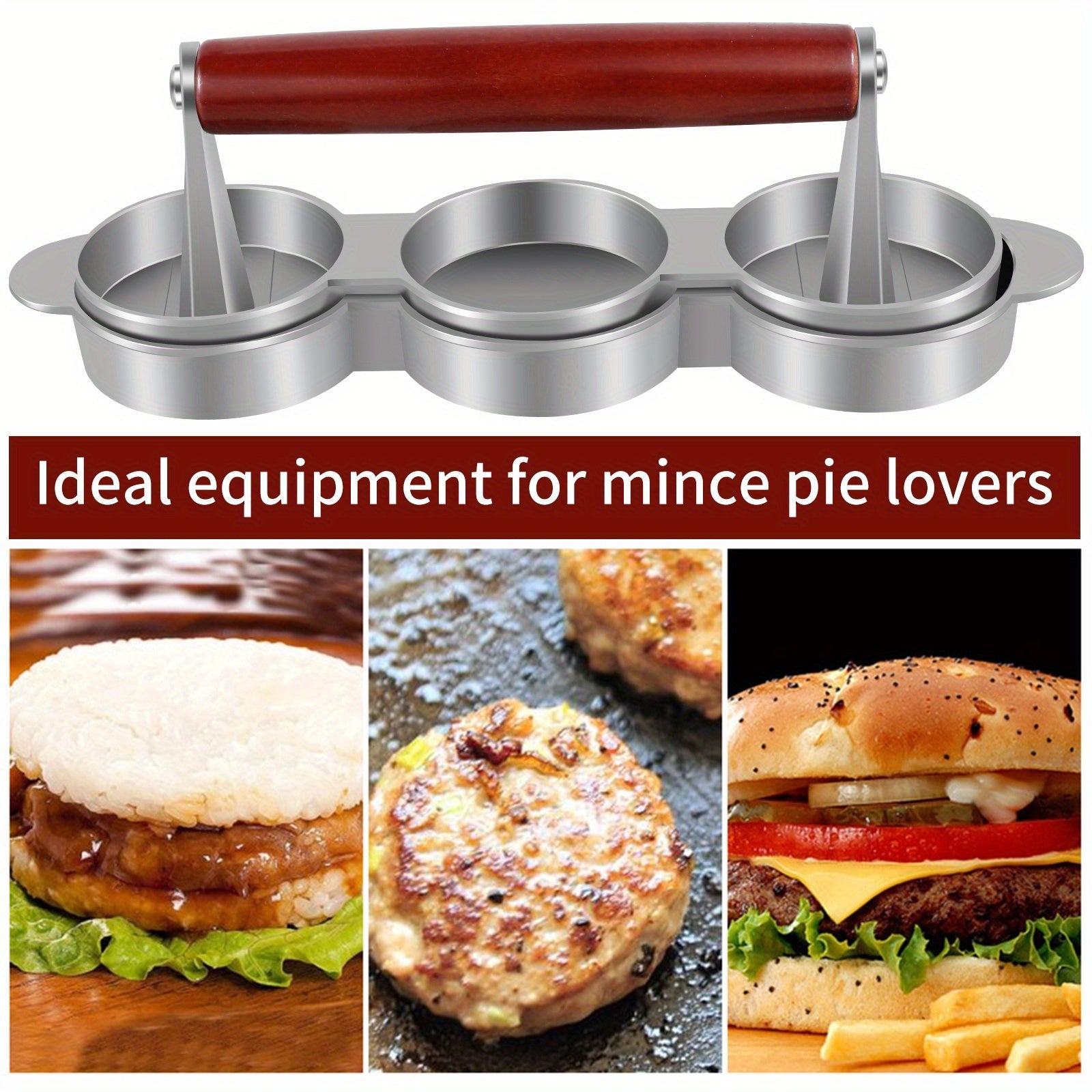 Compact Meat Patty Maker for 3 Patties Portable Burger Press for Grilling and BBQ