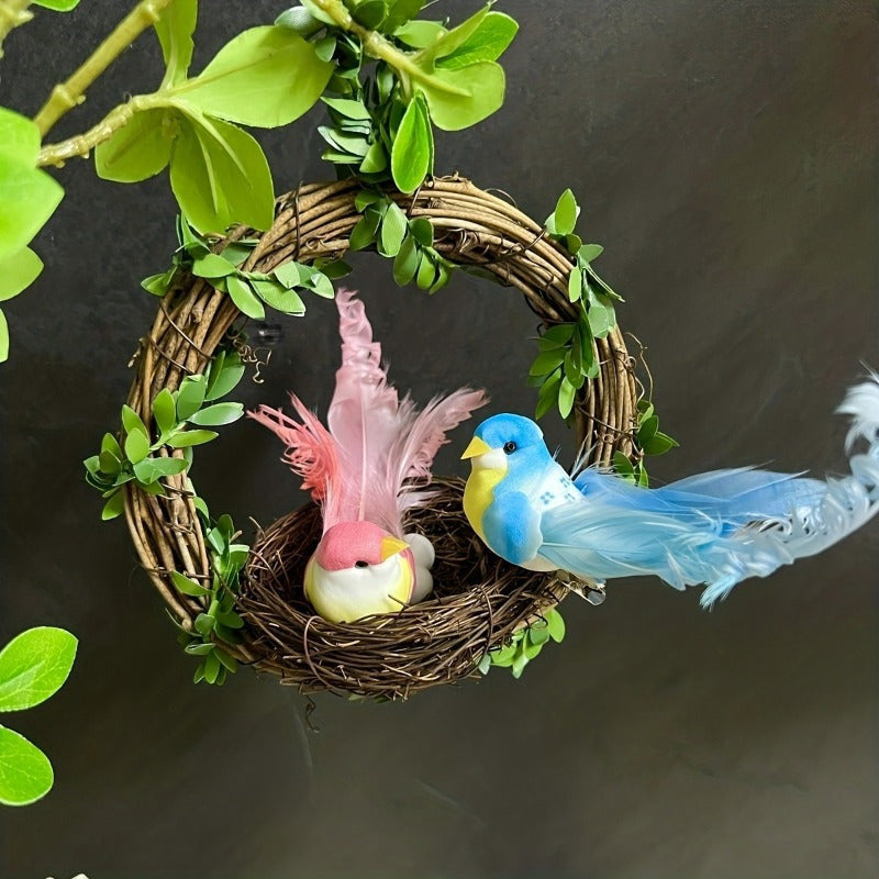 Set of 6 Artificial Feather Birds Wall Decor Jungle Summer Theme No Power