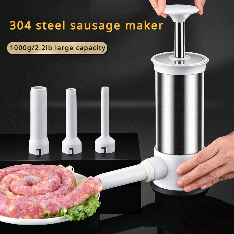 Stainless Steel Manual Sausage Stuffer Machine for Homemade Meat Sausages and Meatballs 2 or 5 Pieces