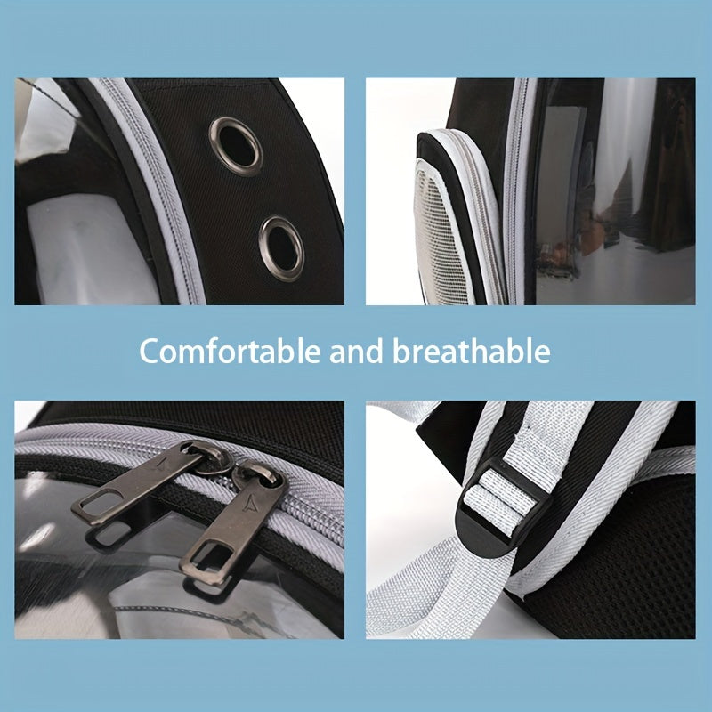 Clear Acrylic Cat Backpack Carrier with Zipper and Breathable Mesh for Travel