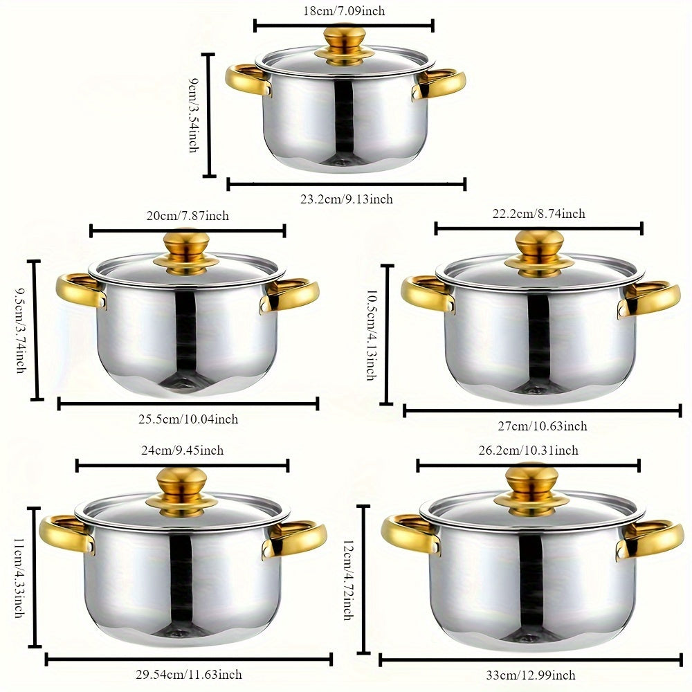 Stainless Steel Cookware Sets with Lids and Deep Frying Pans 18-26cm