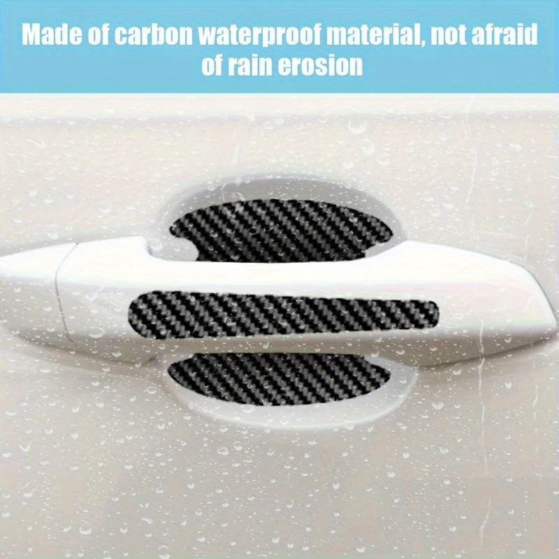 Universal Carbon Fiber Door Handle Covers Scratch Resistant Waterproof Protector Set