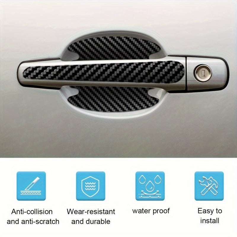 Universal Carbon Fiber Door Handle Covers Scratch Resistant Waterproof Protector Set
