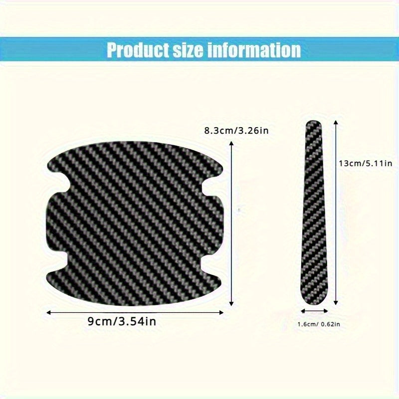 Universal Carbon Fiber Door Handle Covers Scratch Resistant Waterproof Protector Set
