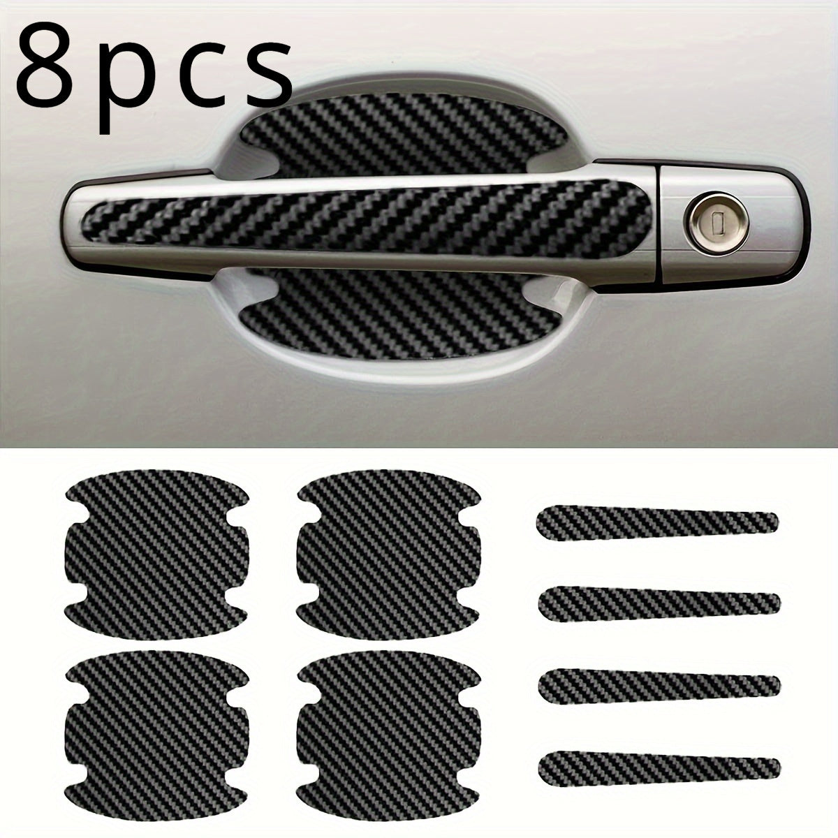 Universal Carbon Fiber Door Handle Covers Scratch Resistant Waterproof Protector Set