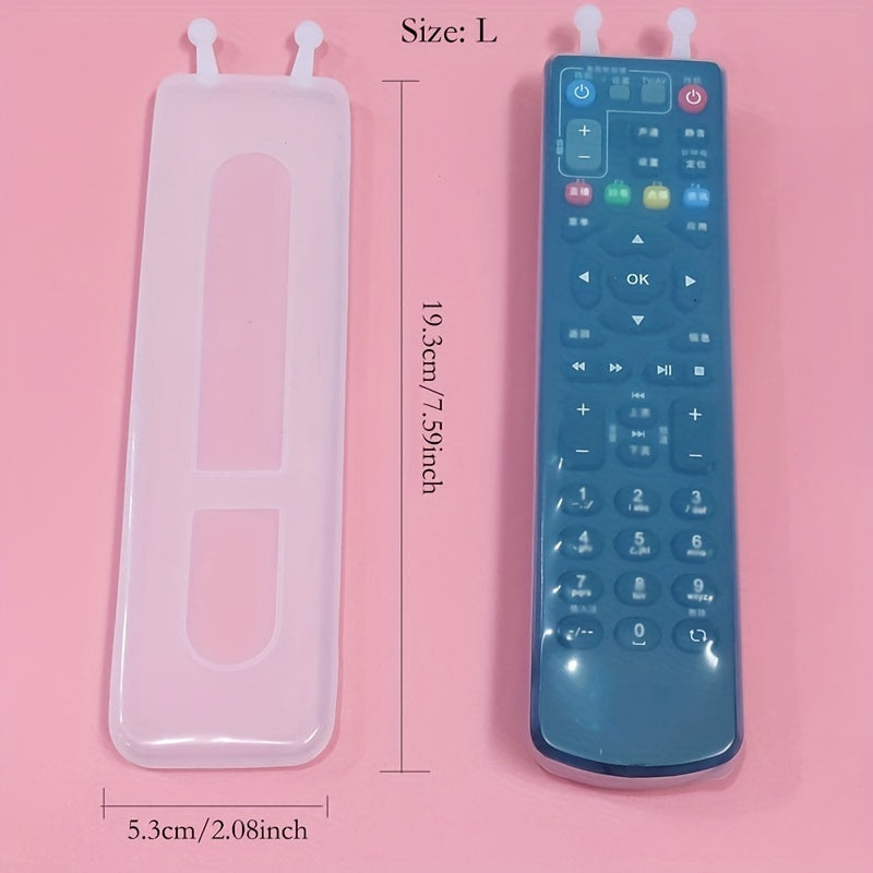 2 Pack Transparent Silicone Remote Covers for TV and AC Remotes Dustproof Durable Flexible Pink White