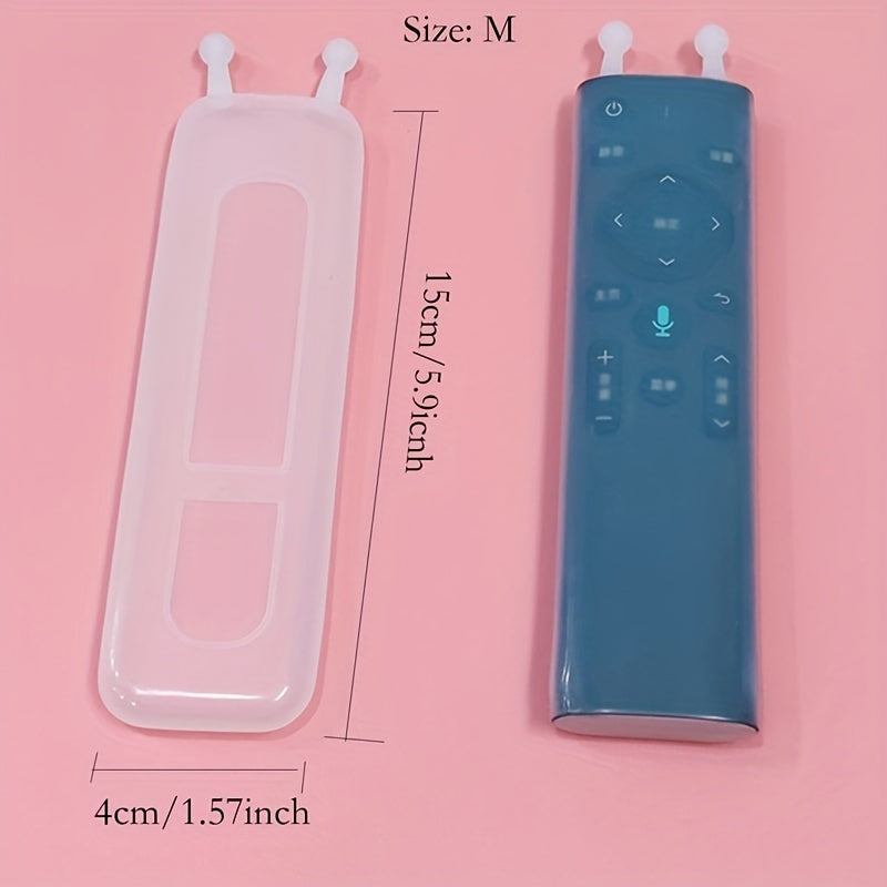 2 Pack Transparent Silicone Remote Covers for TV and AC Remotes Dustproof Durable Flexible Pink White