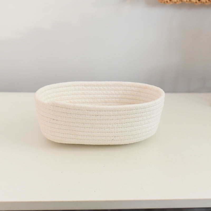 Hand-Woven Boat-Shaped Storage Basket for Desk Organization and Storage