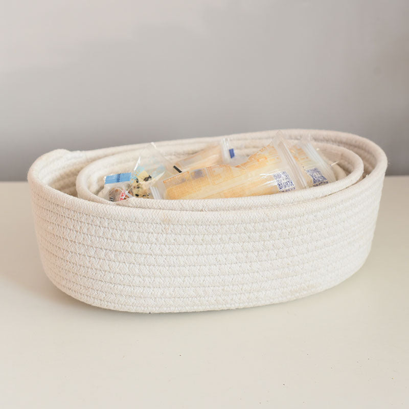 Hand-Woven Boat-Shaped Storage Basket for Desk Organization and Storage