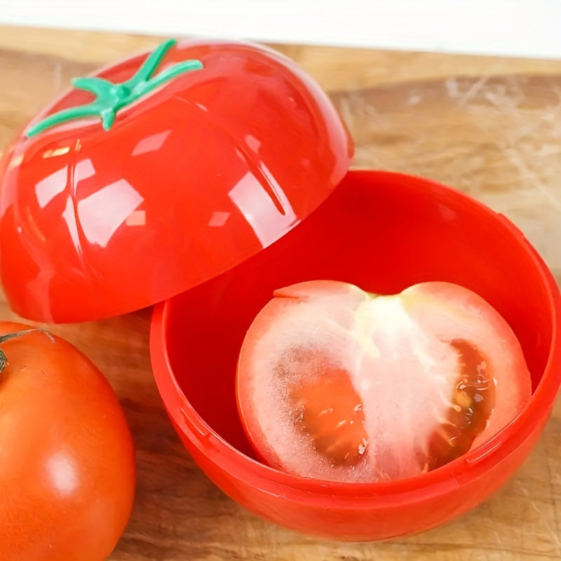 Tomato-Shaped Sealing Storage Box Red Plastic Vegetable Container 450ml