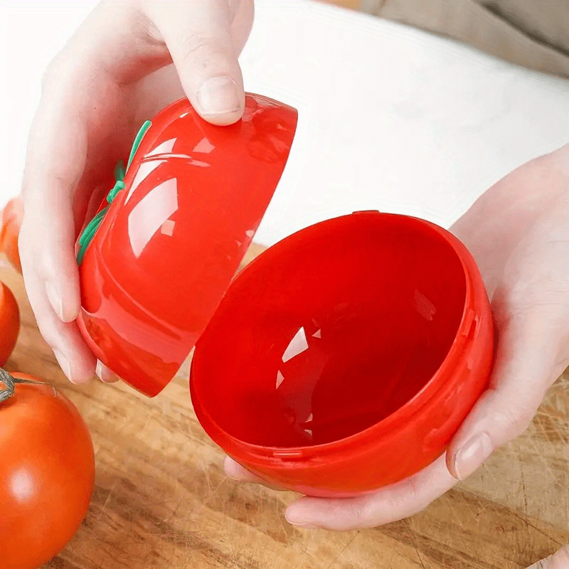 Tomato-Shaped Sealing Storage Box Red Plastic Vegetable Container 450ml