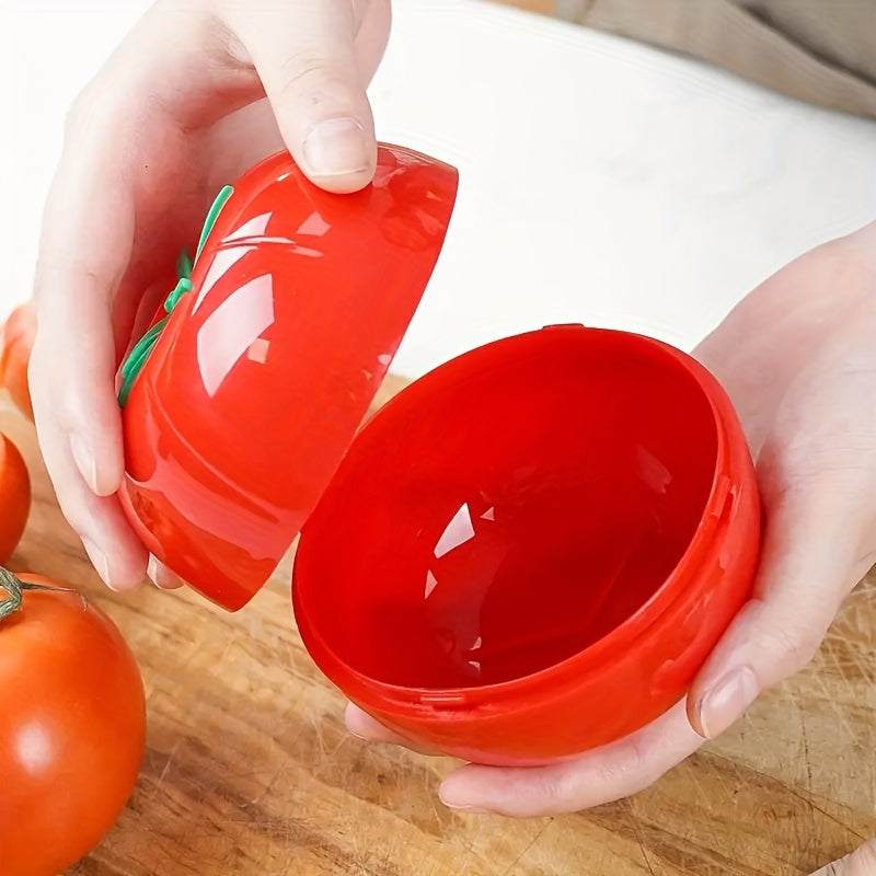 Tomato-Shaped Sealing Storage Box Red Plastic Vegetable Container 450ml